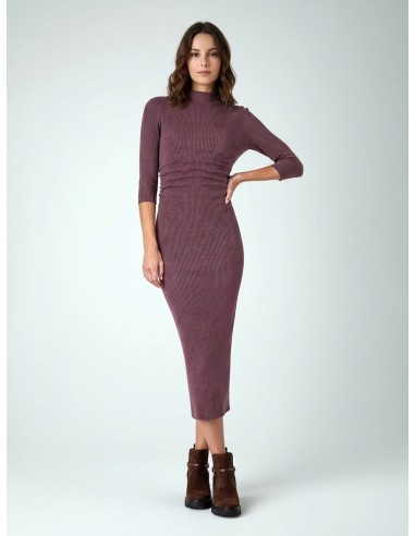 Robe fourreau en tissu gaufré côtelé, froncée sur les hanches, Rinascimento