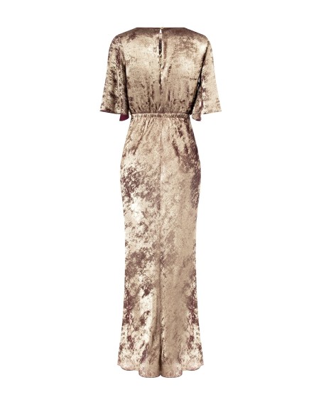 Robe longue à effet laminé, froncée sur les hanches, Rinascimento