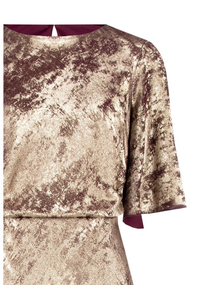 Robe longue à effet laminé, froncée sur les hanches, Rinascimento
