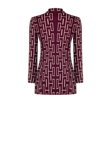 Getailleerde oversized blazer met dubbele rij knopen van bedrukte technische stof van Rinascimento