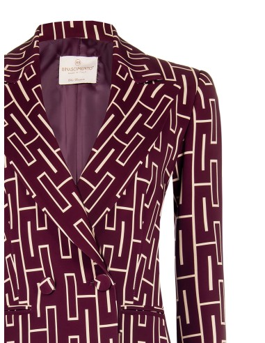 Veste blazer oversize cintrée croisée en tissu technique imprimé Rinascimento