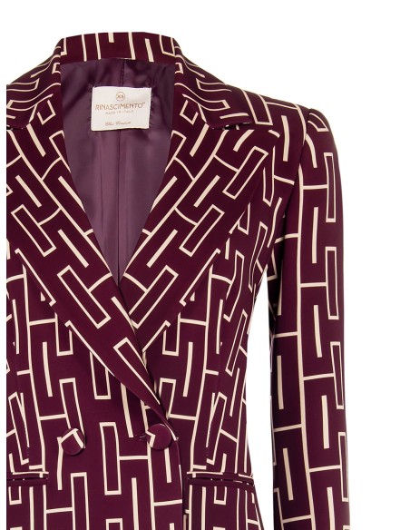 Getailleerde oversized blazer met dubbele rij knopen van bedrukte technische stof van Rinascimento