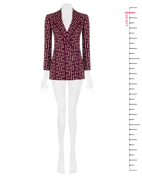 Veste blazer oversize cintrée croisée en tissu technique imprimé Rinascimento