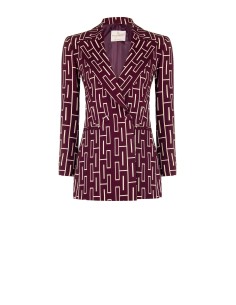 Getailleerde oversized blazer met dubbele rij knopen van bedrukte technische stof van Rinascimento