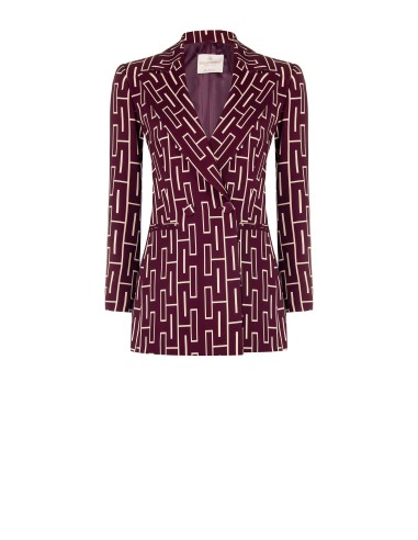 Getailleerde oversized blazer met dubbele rij knopen van bedrukte technische stof van Rinascimento