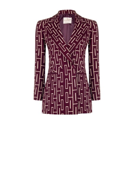 Veste blazer oversize cintrée croisée en tissu technique imprimé Rinascimento