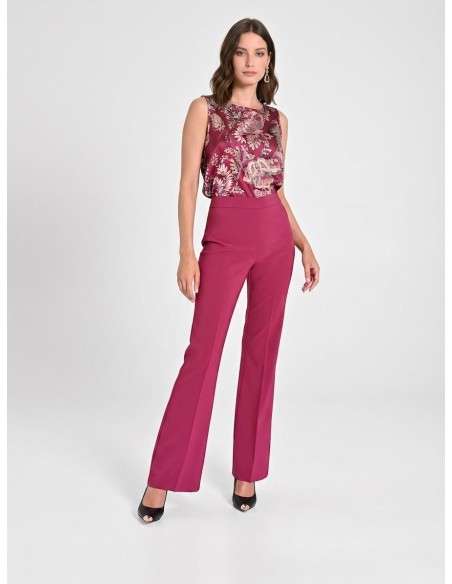 Pantalon évasé en tissu technique avec fermeture éclair sur le côté Rinascimento