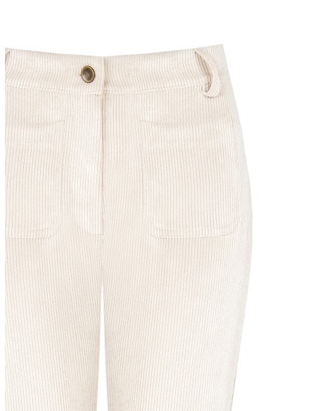 Rinascimento ribfluwelen broek met wijde pijpen en zakken aan de voorkant