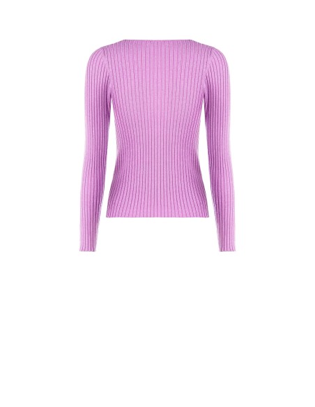 Aansluitende ribtrui met lurex en logolabel RR Rinascimento