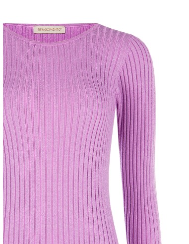 Pull ajusté côtelé avec fil lurex et plaque logo RR Rinascimento