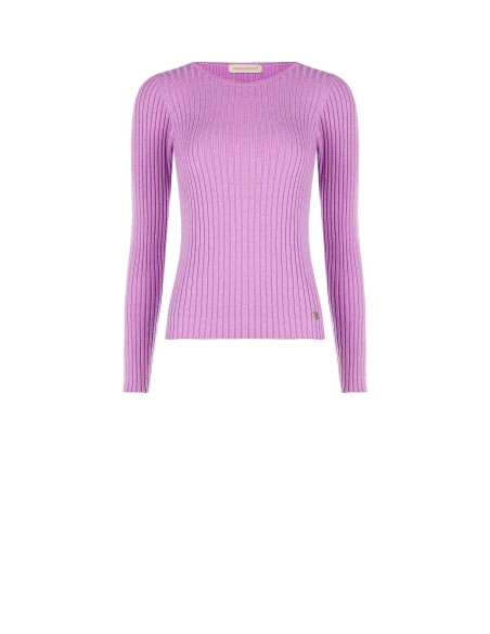 Aansluitende ribtrui met lurex en logolabel RR Rinascimento