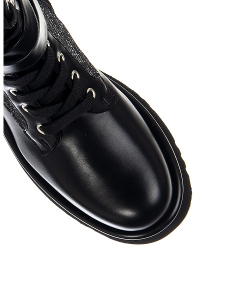Bottine à lacets avec détail pailleté et motif logo Rinascimento