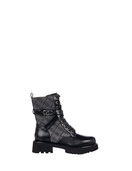 Bottine à lacets avec détail pailleté et motif logo Rinascimento