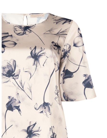 Blouse Curvy en satin à grandes fleurs dégradées, avec manches papillon – Rinascimento Curvy