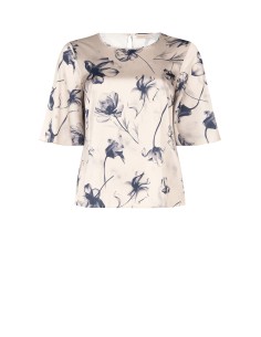 Blouse Curvy en satin à grandes fleurs dégradées, avec manches papillon – Rinascimento Curvy