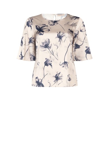 Blouse Curvy en satin à grandes fleurs dégradées, avec manches papillon – Rinascimento Curvy