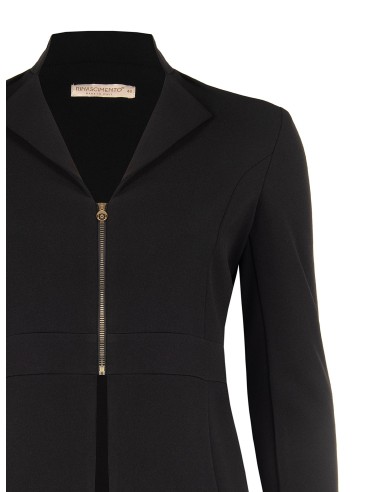 Curvy getailleerde blazer van scuba-crêpe met ritssluiting en RR-logo – Rinascimento Curvy