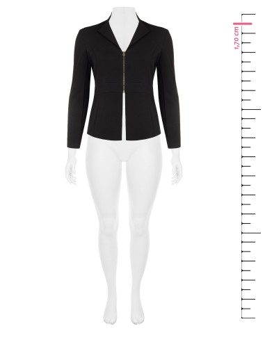 Curvy getailleerde blazer van scuba-crêpe met ritssluiting en RR-logo – Rinascimento Curvy