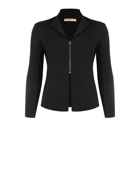 Curvy getailleerde blazer van scuba-crêpe met ritssluiting en RR-logo – Rinascimento Curvy