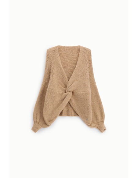 Cardigan tressé avec nœud frontal et manches amples S’il vous plaît