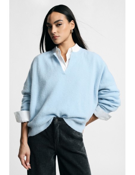 Pull oversize à col V avec fente latérale S'il vous plaît