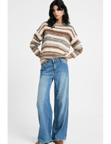 Wijde pijp-jeans met gerafelde zoom, alstublieft
