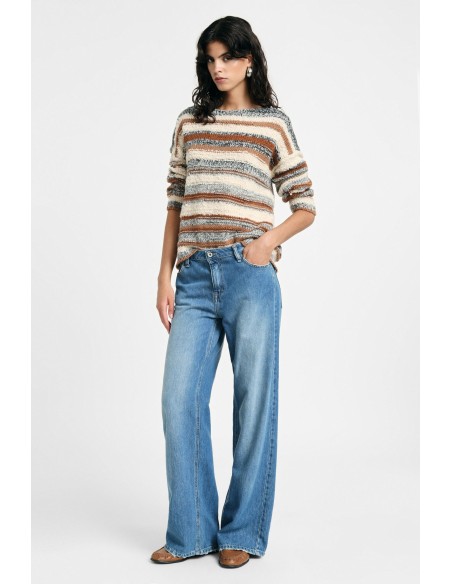 Wijde pijp-jeans met gerafelde zoom, alstublieft