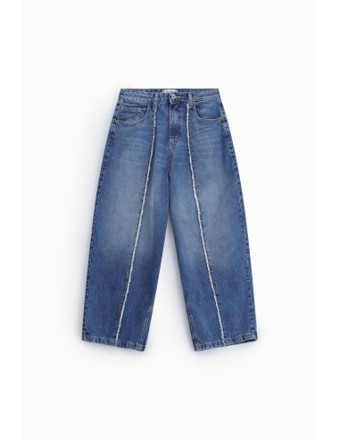 Jean à jambes larges avec coutures contrastantes Please