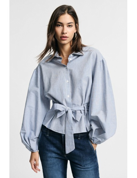 Chemisier rayé à manches amples avec ceinture, s’il vous plaît