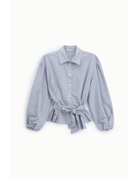 Gestreepte blouse met wijde mouwen en ceintuur, alstublieft