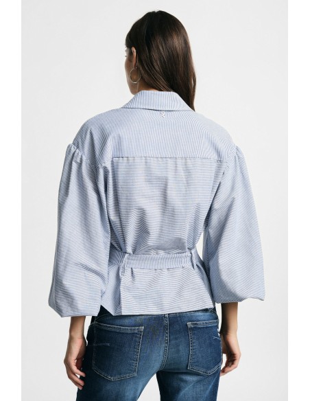Chemisier rayé à manches amples avec ceinture, s’il vous plaît