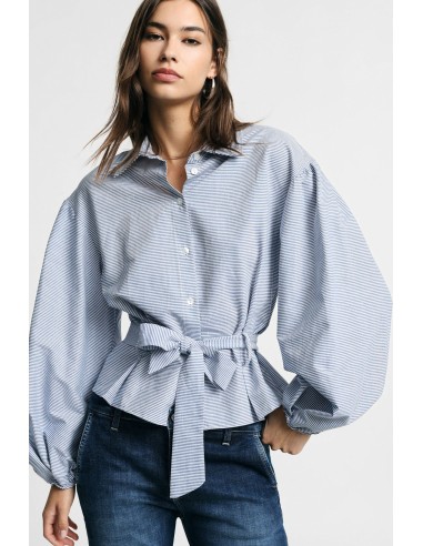 Gestreepte blouse met wijde mouwen en ceintuur, alstublieft