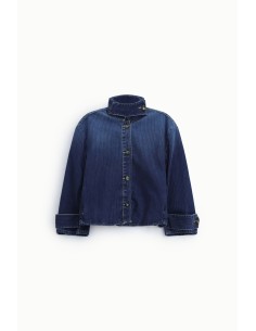 Veste courte en denim avec col montant et boutons S’il vous plaît 2