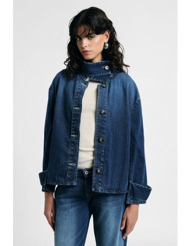 Veste courte en denim avec col montant et boutons S’il vous plaît