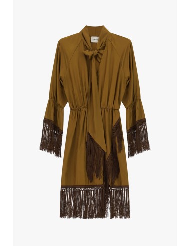Robe courte à manches volantées et franges Dixie