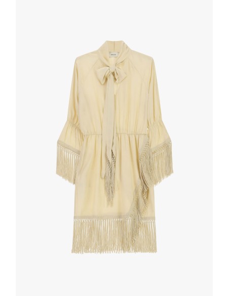 Robe courte à manches volantées et franges Dixie