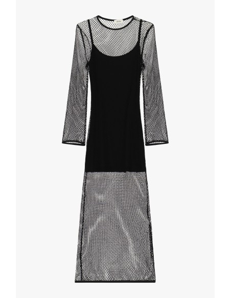 Robe longue en résille à manches longues avec fond de robe Dixie