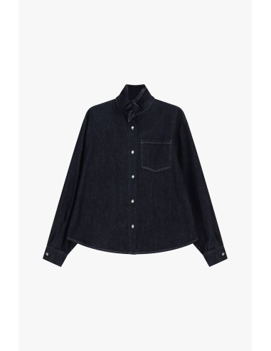Chemise en denim avec poche et nœud au cou Dixie