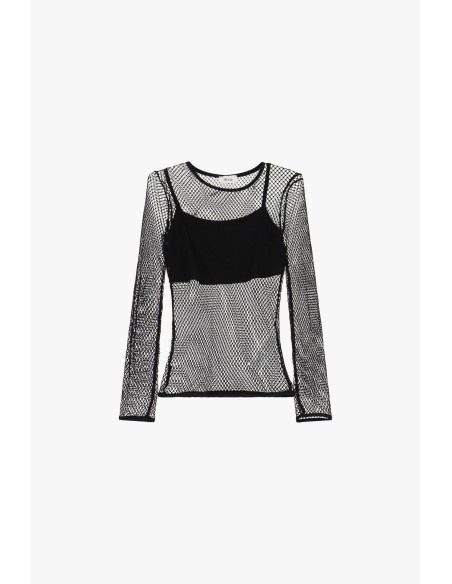 Dixie T-shirt met lange mouwen en een mesh-overlay