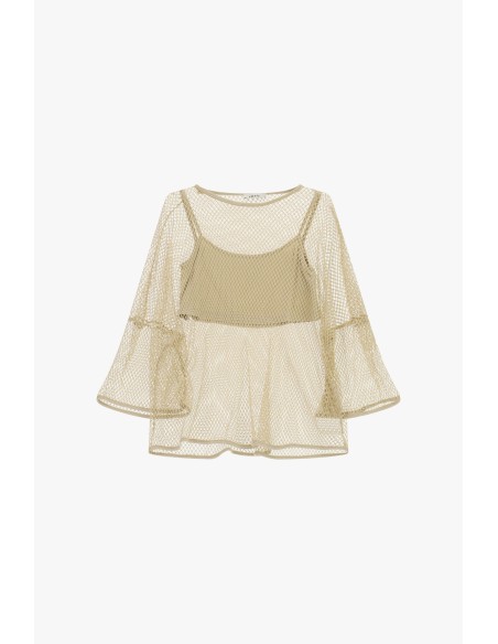 Mesh top met wijde mouwen en ondertop Dixie