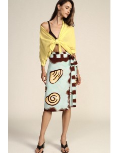 Korte rok met schelpenprint en zijceintuur Dixie