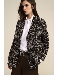 Blazer à motif animalier avec franges décoratives Dixie