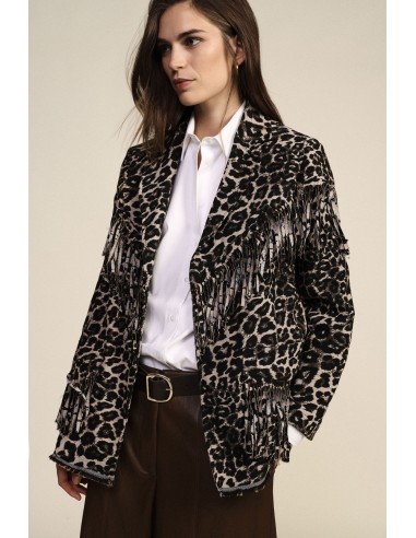 Dixie Fantasie Dierenprint Blazer met Decoratieve Franjes