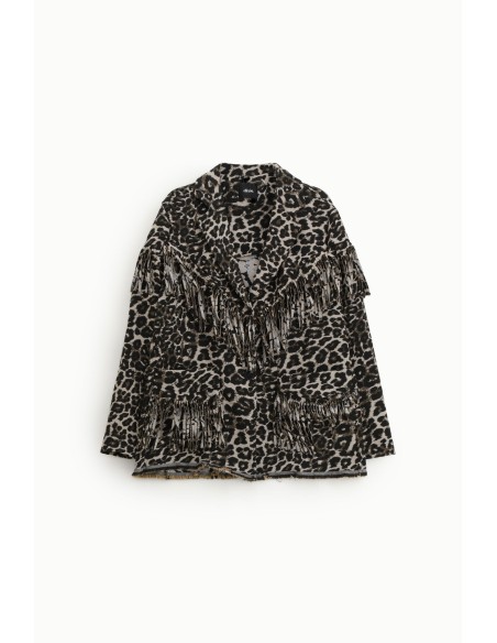 Blazer à motif animalier avec franges décoratives Dixie