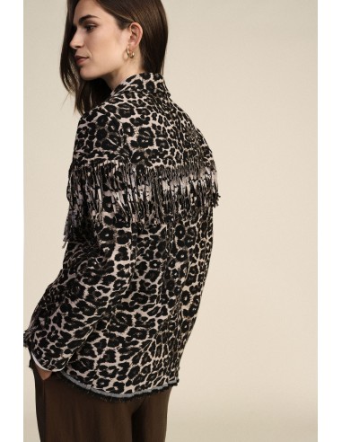 Blazer à motif animalier avec franges décoratives Dixie