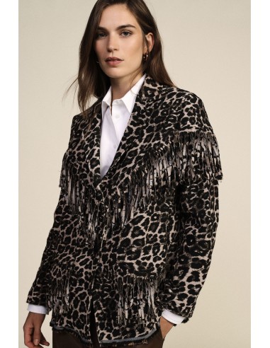 Dixie Fantasie Dierenprint Blazer met Decoratieve Franjes