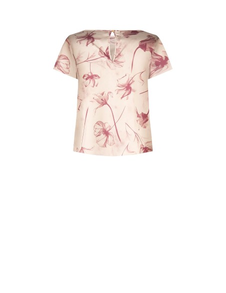 Ruime, soepelvallende satijnen blouse met grote bloemenprint van Rinascimento