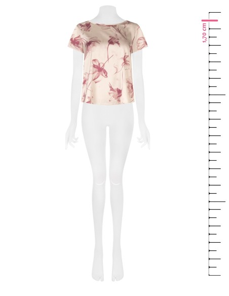 Ruime, soepelvallende satijnen blouse met grote bloemenprint van Rinascimento