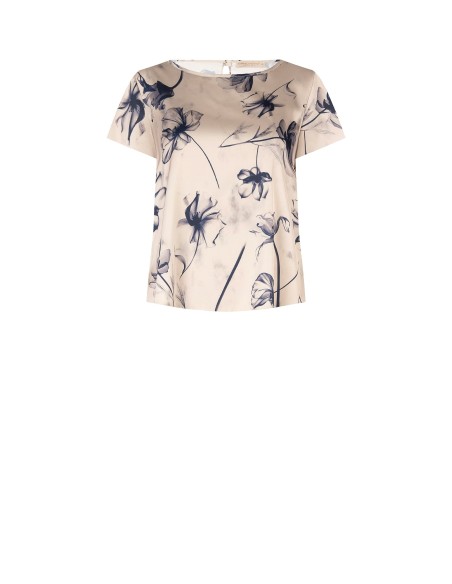 Blouse ample et fluide en satin à grandes fleurs Rinascimento