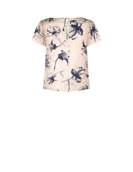 Ruime, soepelvallende satijnen blouse met grote bloemenprint van Rinascimento